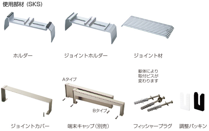 アルミ笠木セット部材